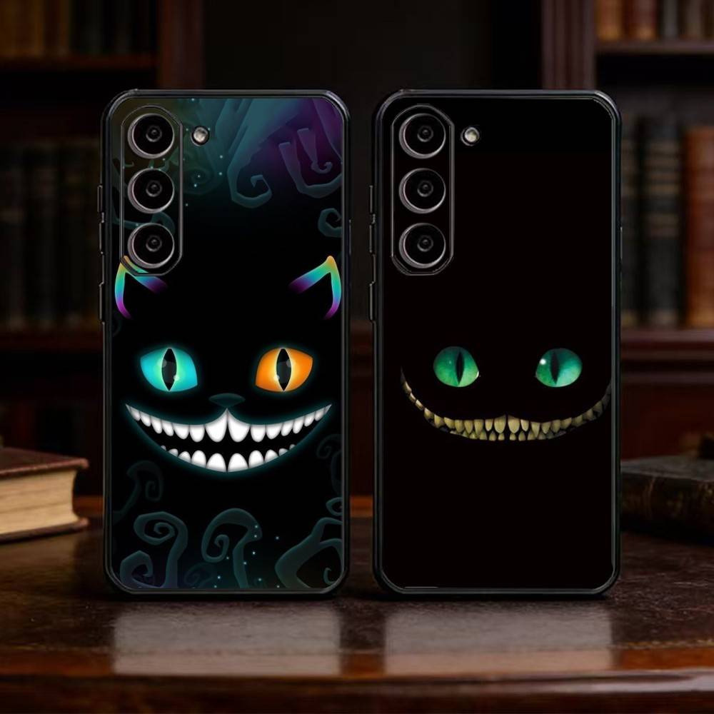 C-Cheshire Cat Cool Eye Alice Phone Case For Samsung Galaxy A13,21s,22,31,32,52,53,71,72,73,Soft Black Cover