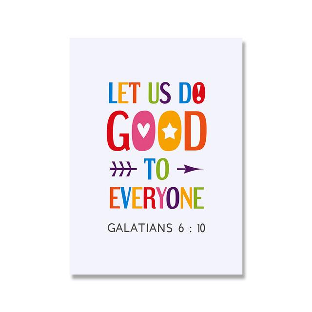 Color Cartoon Bible Quote Christian Sunday School Wall Art Canvas Print Poster Painting Picture Kid Living Room Home Mural Decor