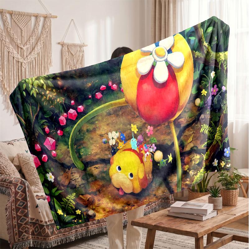 Warm Flannel BlanketPikmin Soft Cozy Throw Blanket for Bedroom Couch
