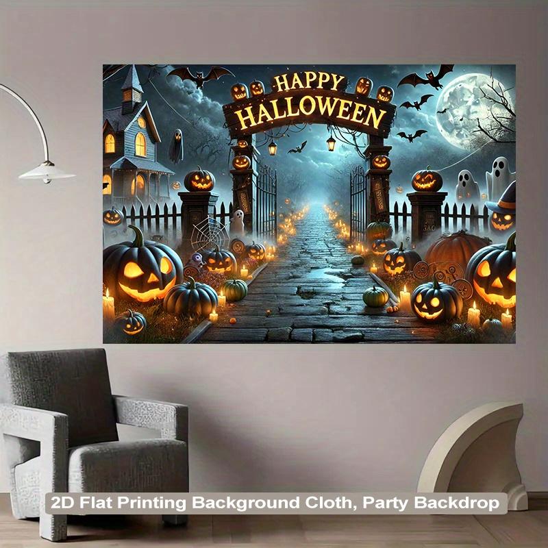 1 piece of 2D background fabric, a pumpkin lantern and Halloween-themed polyester fabric background, for the living roomzyc