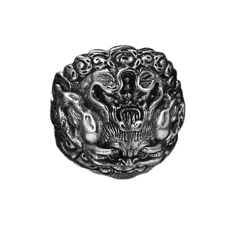 Мужское ретро кольцо из тайского серебра с орангутангом - Открывающееся этническое украшение на палец