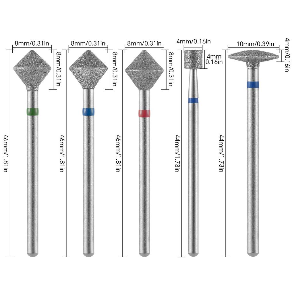 10 шт., алмазные фрезы, набор сверл для ногтей, аксессуары для маникюра, педикюра, электрическая машина, кисточка для ногтей, инструменты для заусенцев