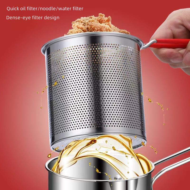 304 Stainless Steel Small Frying Pan with Filter for Induction Cooker - Mini, Fuel-Saving, Multifunctional