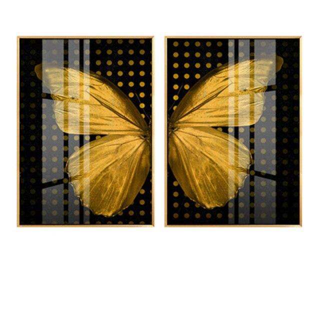 Яркий цвет крылья бабочки скандинавский скандинавский холст хлопок картина Золотая бабочка ретро комната декоративный настенный постер