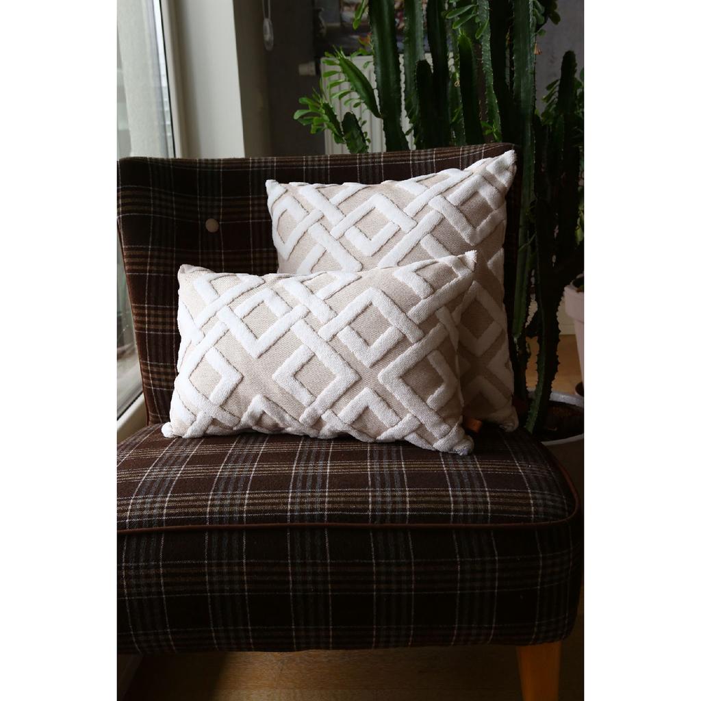 Bohemian Special Design Punch Pattern Decorative Throw Pillow Cover Mila Ecru