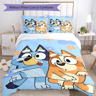 3pcs Bluey Bedding Set Duvet Cover Closure Includes 1 Duvet Cover & 2 Pillowcases, Soft and Comfortable for All Seasons.
