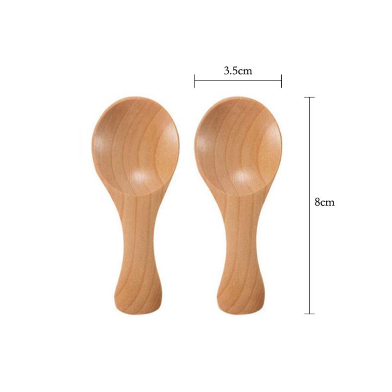 2 шт. Маленькая деревянная ложка-совок с короткой ручкой, деревянная мерная ложка для соли, сахара, специй, чая, мини-ложка для сухого молока, кухонные гаджеты
