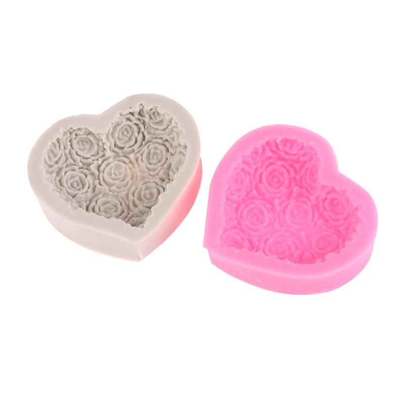1Pc Heart Rose Flowers Shape Silicone Mould Diy Fondant Chocolate Soap Mold Candle Polymer Clay Molds Crafts Base Tool
