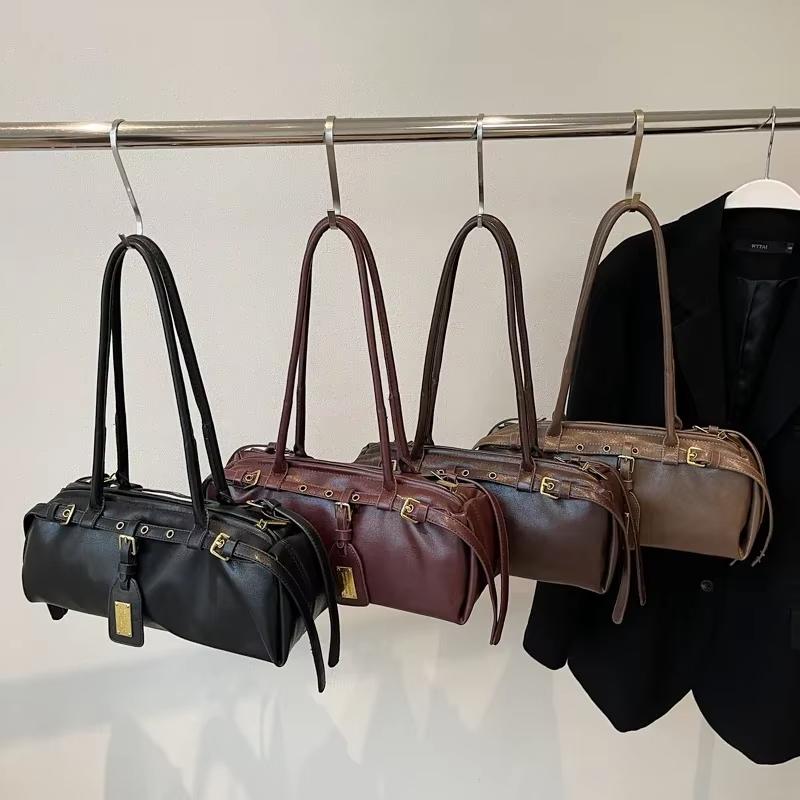 Small Belt Design Leather Shoulder Bags for Women New Retro Armpit Bag Trend Simple Satchel Bags