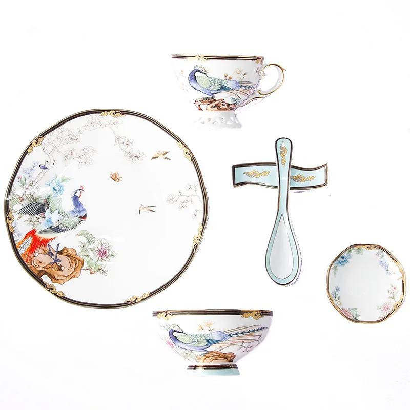 Изысканная фарфоровая обеденная тарелка премиум-класса с позолоченным животным узором, блюда для приготовления пищи, десертная тарелка для салата, гостиничная кухонная посуда, новая