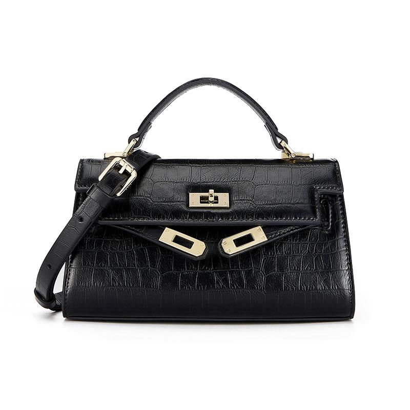 Elle Classic Fashion High-End Kelly Bag Crocodile Pattern Cowhide Handbag Women Handbags E04F1223004
