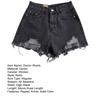 Summer Women Denim Shorts High Waist A-line Solid Color Ripped Button Zipper Closure Retro Pockets Slim