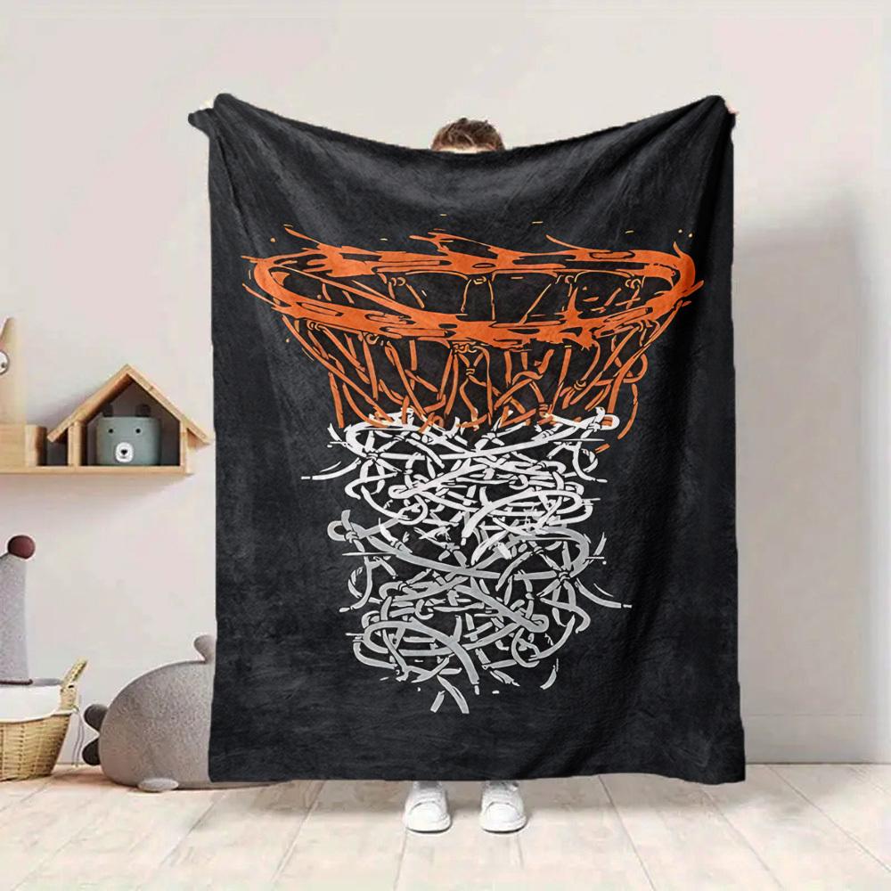 1pc Basketball Net Blanket, Lightweight Flannel Throw Blanket for Sofa, Bed, Travel, Camping, Living Room, Office, Couch081