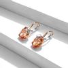 Amber Oval Zircon Dangle Earrings Elegant Gold Plated Jewelry for Women