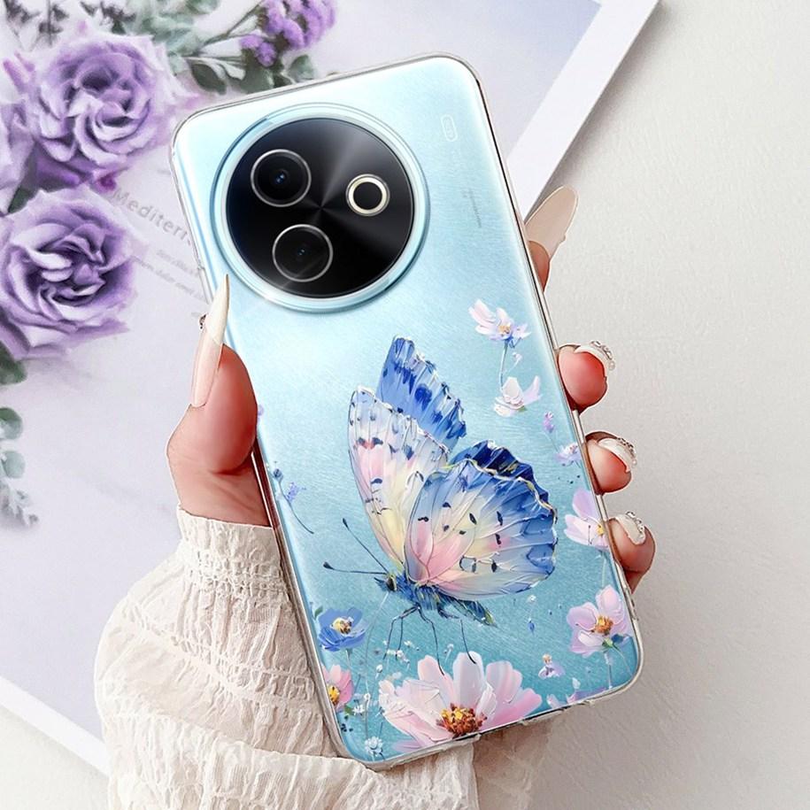 Case For Vivo Y39 Y300i 5G Cover V2436 V2444A New Fashion Flower Butterfly Soft Silicone Clear Cover For VivoY39 VivoY300i Funda