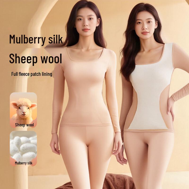 Fenteng Women's Thermal Underwear Set with Wool and Silk
