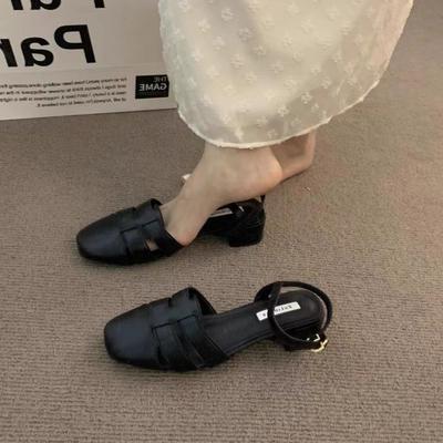 Сандалии Baotou, женская летняя одежда 2025 года, новые универсальные туфли в стиле ретро с плетеной клеткой и римскими туфлями