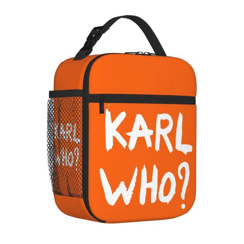 Karl Who Slogan Print Lunch Bag Portable Insulated Meal Bags Reusable Thermal Oxford Bento Tote for School Travel Picnic Beach