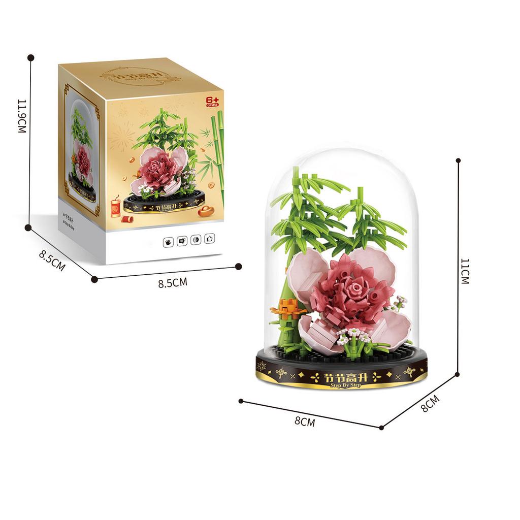 Букет Вечных Цветов Бонсай Комнатное Растение Модель Микро Строительные Блоки Украшение для Дома Головоломка Игрушки Детские Подарки на День Рождения Рождество