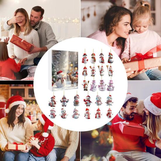 Рождественский снеговик Адвент календарь 24 мини снеговика подвесные украшения обратный отсчет на Рождество