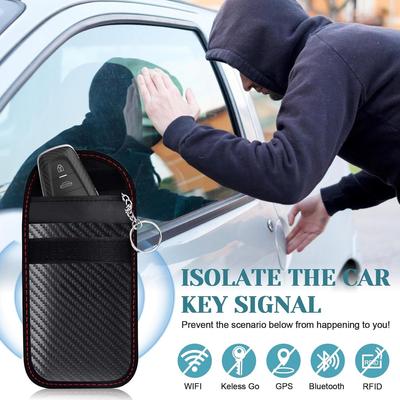 RFID Защитник брелока автомобильного ключа Противоугонный чехол Фарадея с брелоком Двухслойное экранирование Дизайн из углеродного волокна