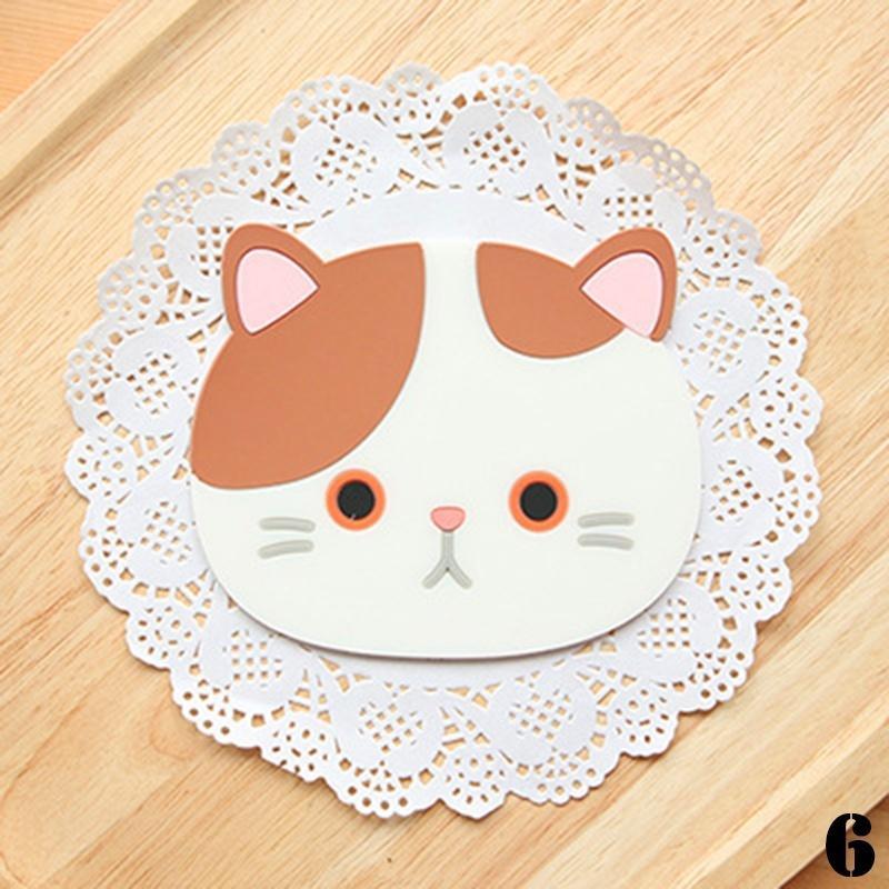 Коврик для чашки, коврик для чайной чашки, подушка для кружки, силиконовая посуда, милый кот, забавный