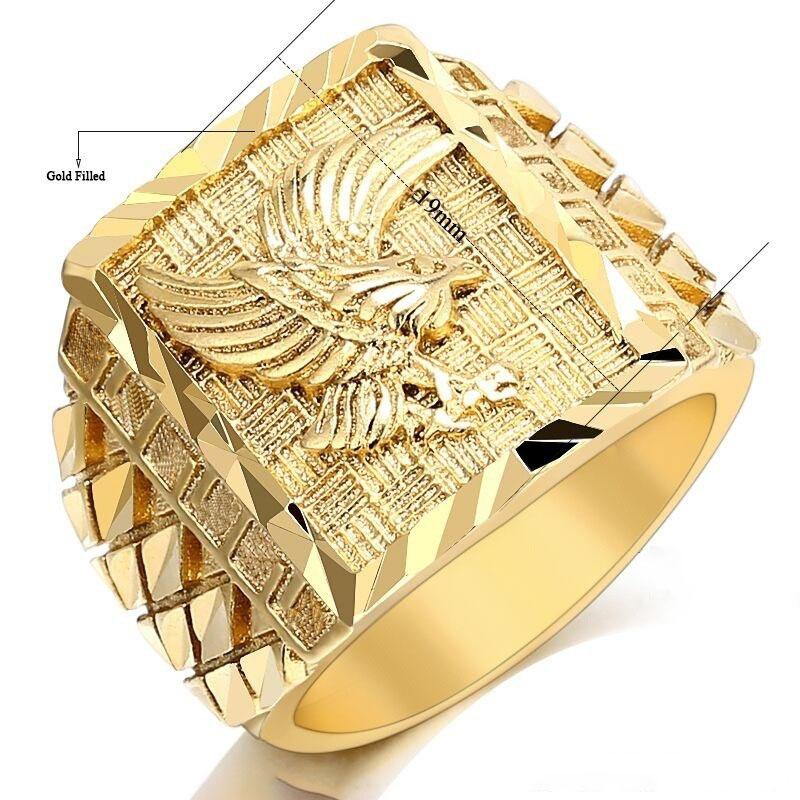 1шт мужская мода позолоченные панк-рок кольцо с орлом хип-хоп кольцо роскошные украшения на палец