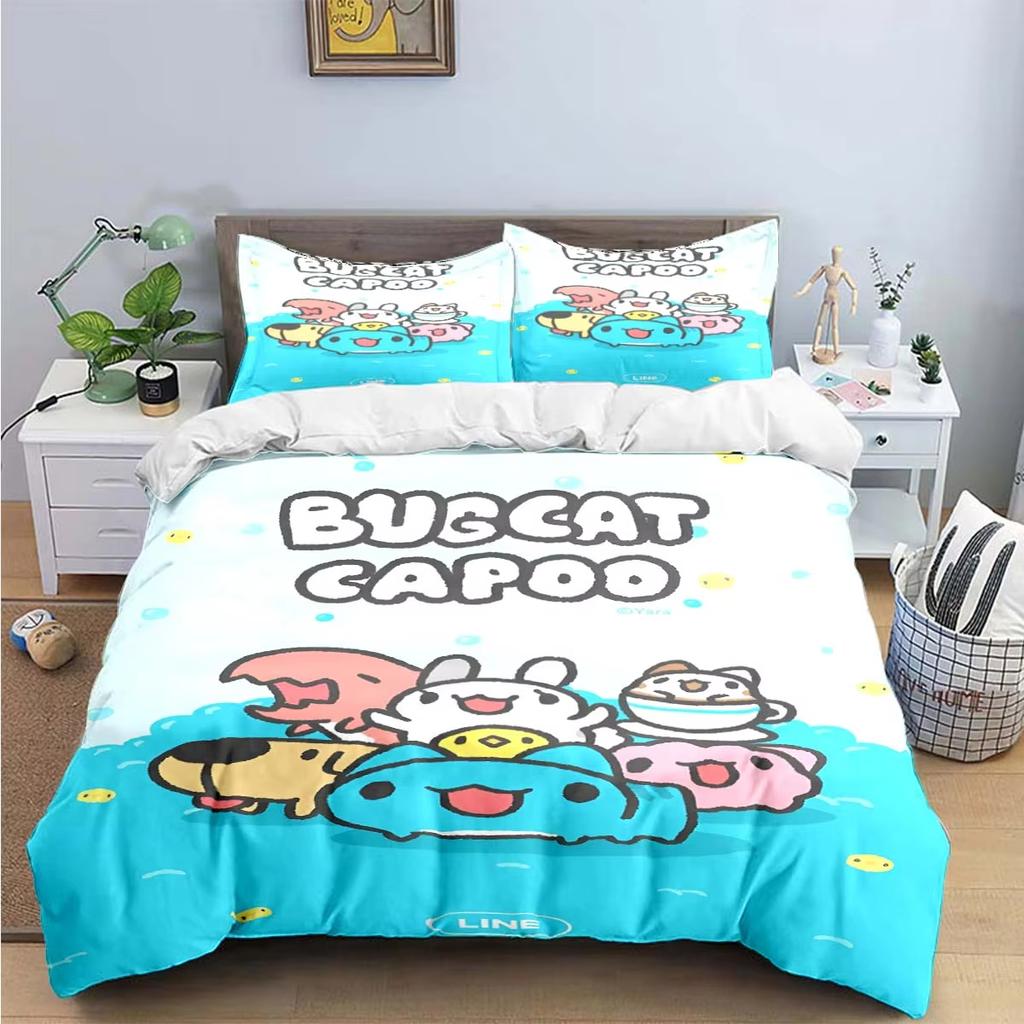 Kawaii Cartoon BBugcat Capoo Pattern Bedding Collections Bed Supplies Collection Duvet Cover Comforter Collection Bedding Collection Luxury Birthda