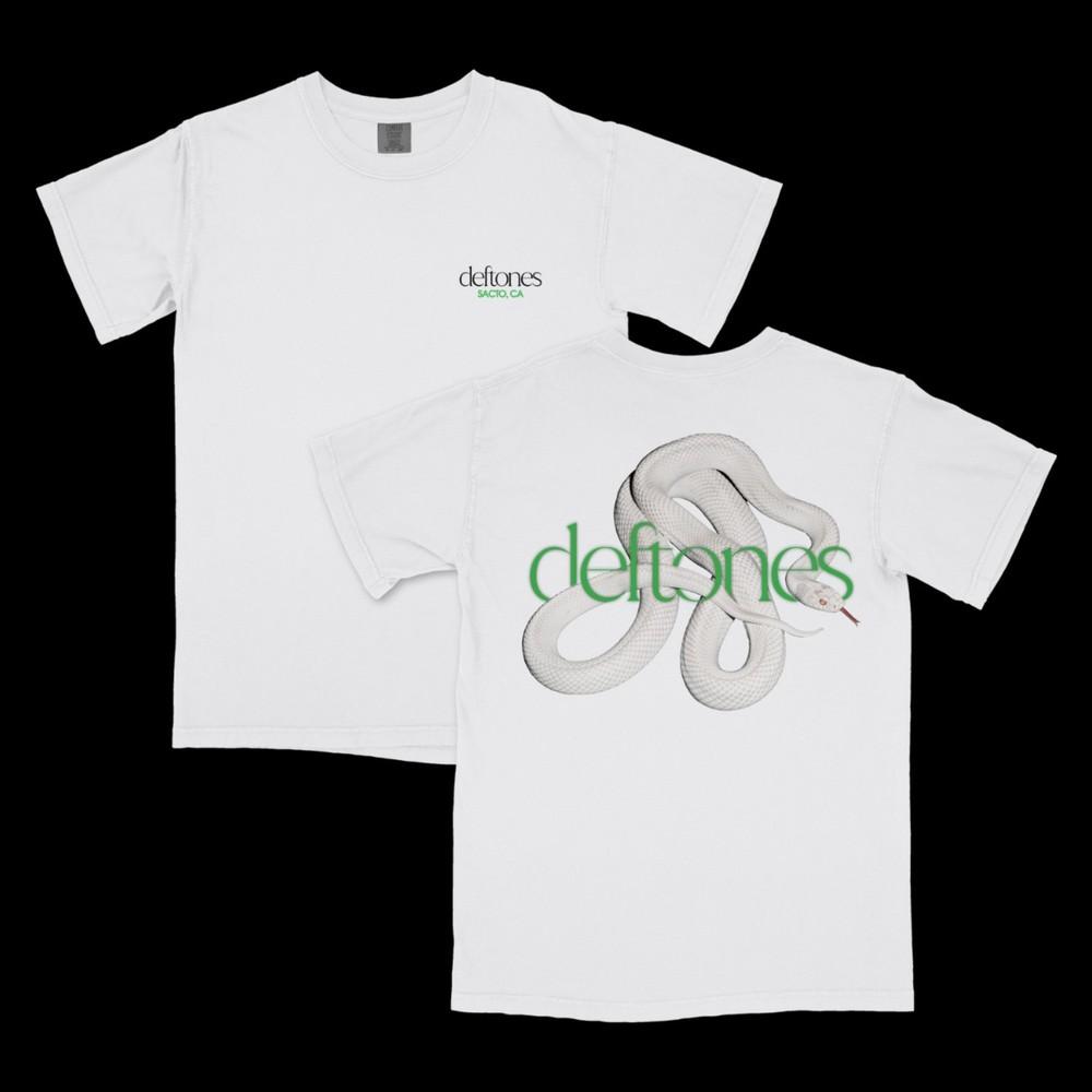 Deftones В Сакраменто, Калифорния Белая футболка с переплетающейся змеей Размеры S-5XL Comfort Colors Унисекс футболка