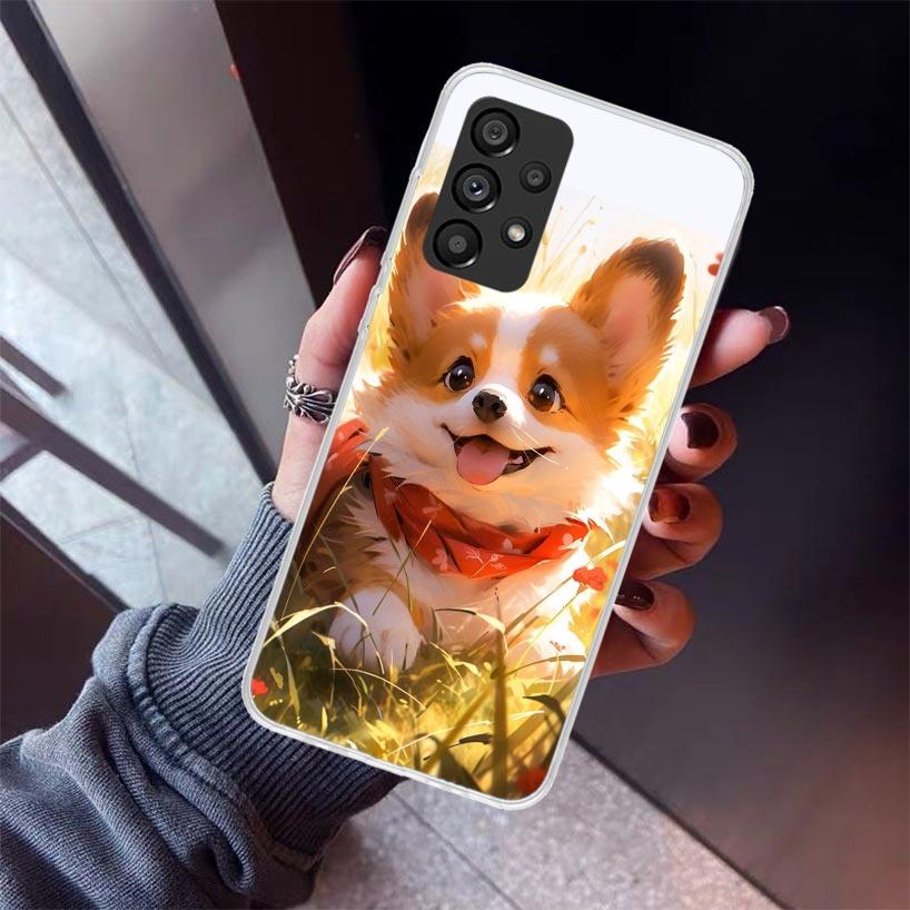 Cartoon Corgi Cute Dog Phone Case for Samsung Galaxy A15 A25 A35 A55 A14 A24 A34 A54 A13 A23 A33 A53 A12 A22 A32 A52 A05S A04S A