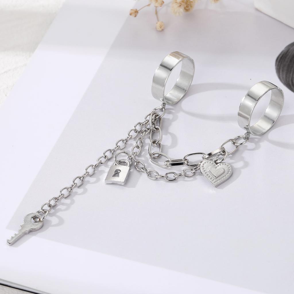 Новинка 2022 года, простые модные элегантные ювелирные изделия для мужчин и женщин, универсальное кольцо с подвеской в виде сердца, набор ключей с подвеской