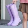 New Medium Tube Closed Rain Shoes Women's Rubber Shoes Wear Non-slip Water Boots Thick-soled Water Shoes and Velvet Rain Boots