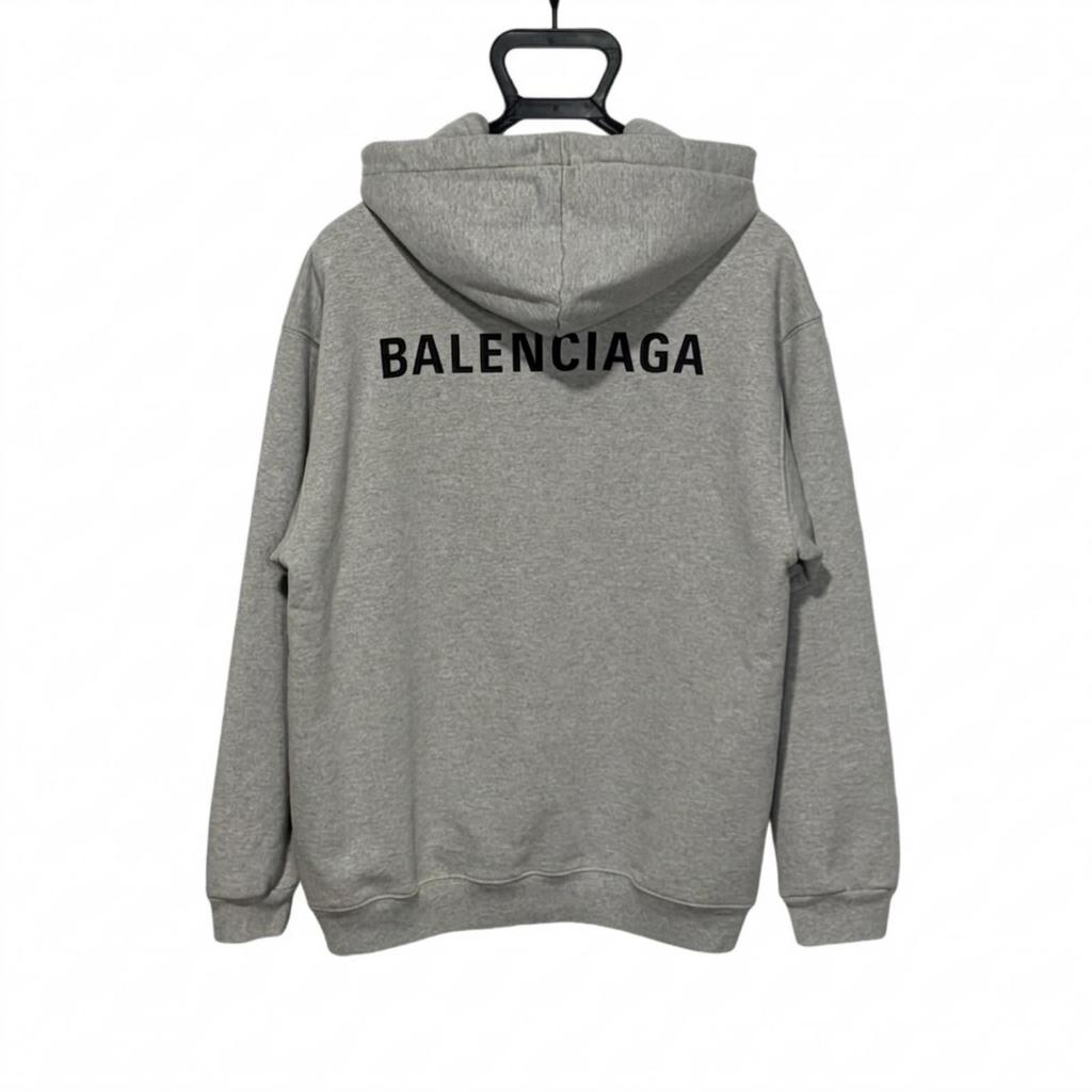 Balenciaga Худи с логотипом на спине Серое Мужской Размер XS Модель 600583