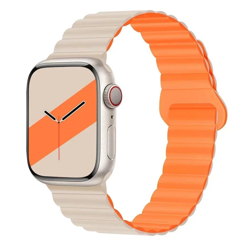 НОВЫЕ Оригинальные Магнитные ремешки из жидкого силикона для ремешка Apple Watch Ultra 2 Series 9 8 SE iwatch 42 44 мм 45 49 мм 38 40 мм 41 Correa