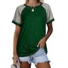 2026 Spring/Summer New Round Neck Color Block Short Sleeve Women's T-Shirt Top
