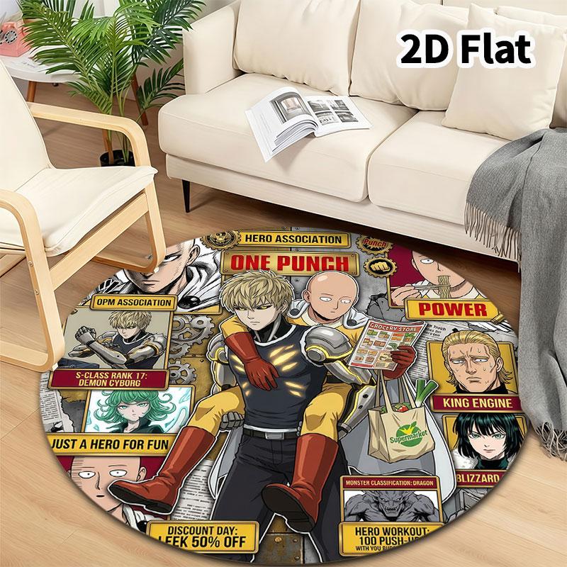 Onepunch Man Round Area Rug Carpet Rug For Living Room Bedroom Sofa Playroom Decor Nonslip Floor Mat