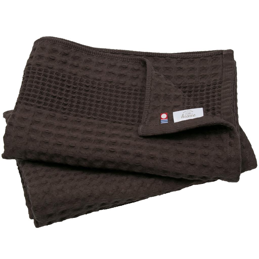 Сертифицированное банное полотенце Imabari Towel, Вафельное полотенце Hiorie, Сделано в Японии, 100% хлопок, Набор из 2 штук, Шоколадный