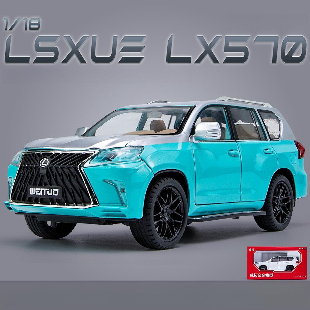 AAOV1 1/18 Lexus LX570 SUV Sport Toy Car Diecast Metal Model Miniature Pull Back Sound Light Doors Openable Collection Gift For Kids