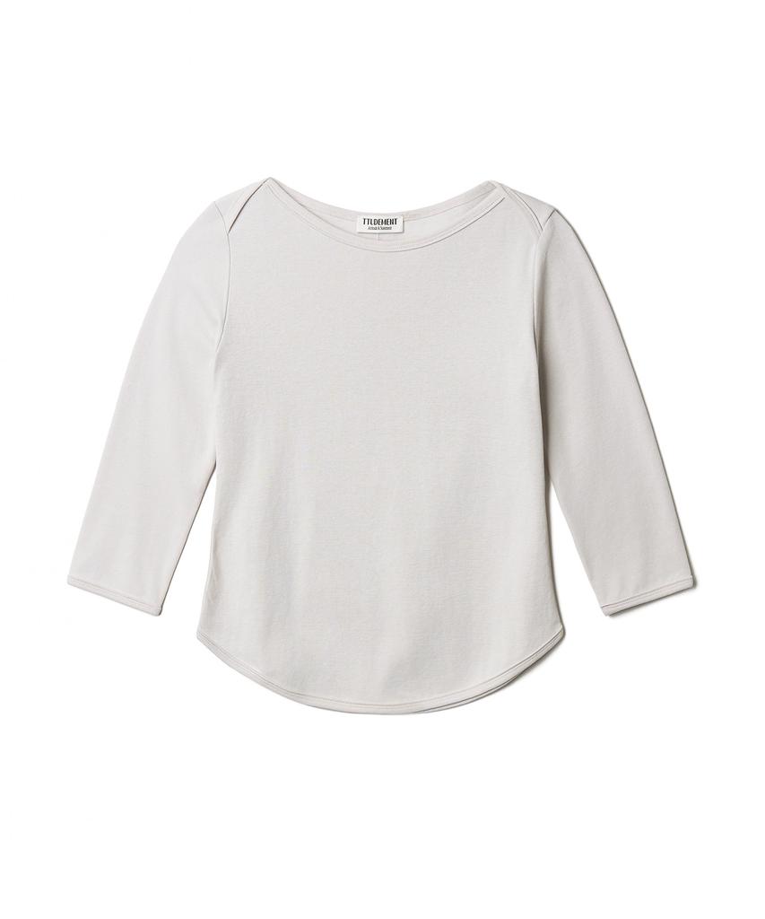 TTUDEMENT 50S Embroidered 3/4 Sleeve T-Shirt_Light Gray