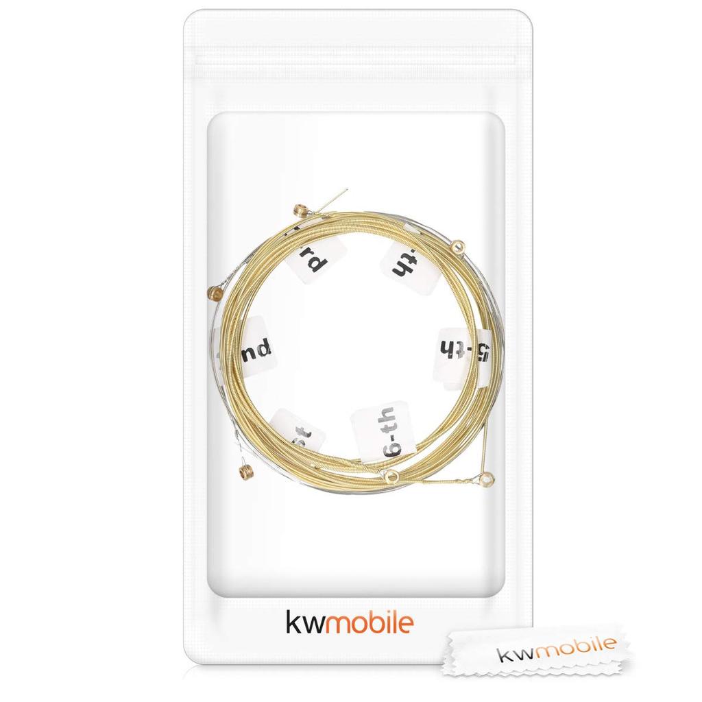 Kwmobile Набор из 6 стальных гитарных струн для акустических гитар с маркировкой 6x Стальные струны для акустических и вестерн гитар - -