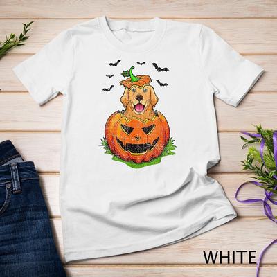 Halloween Golden Retriever Dog Lovers Pumpkin Kids Womens Unisex T-shirt 1