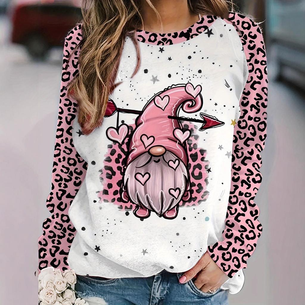 День святого Валентина Женская футболка больших размеров с принтом для фестиваля, с длинным рукавом