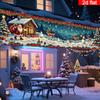 Extra Large 18x78in Christmas Banner, Winter Wonderland Snowflakes Santa Reindeer Snowman Pattern, Heavy-Duty Polyester Outdoor Indoor Party Backdrop