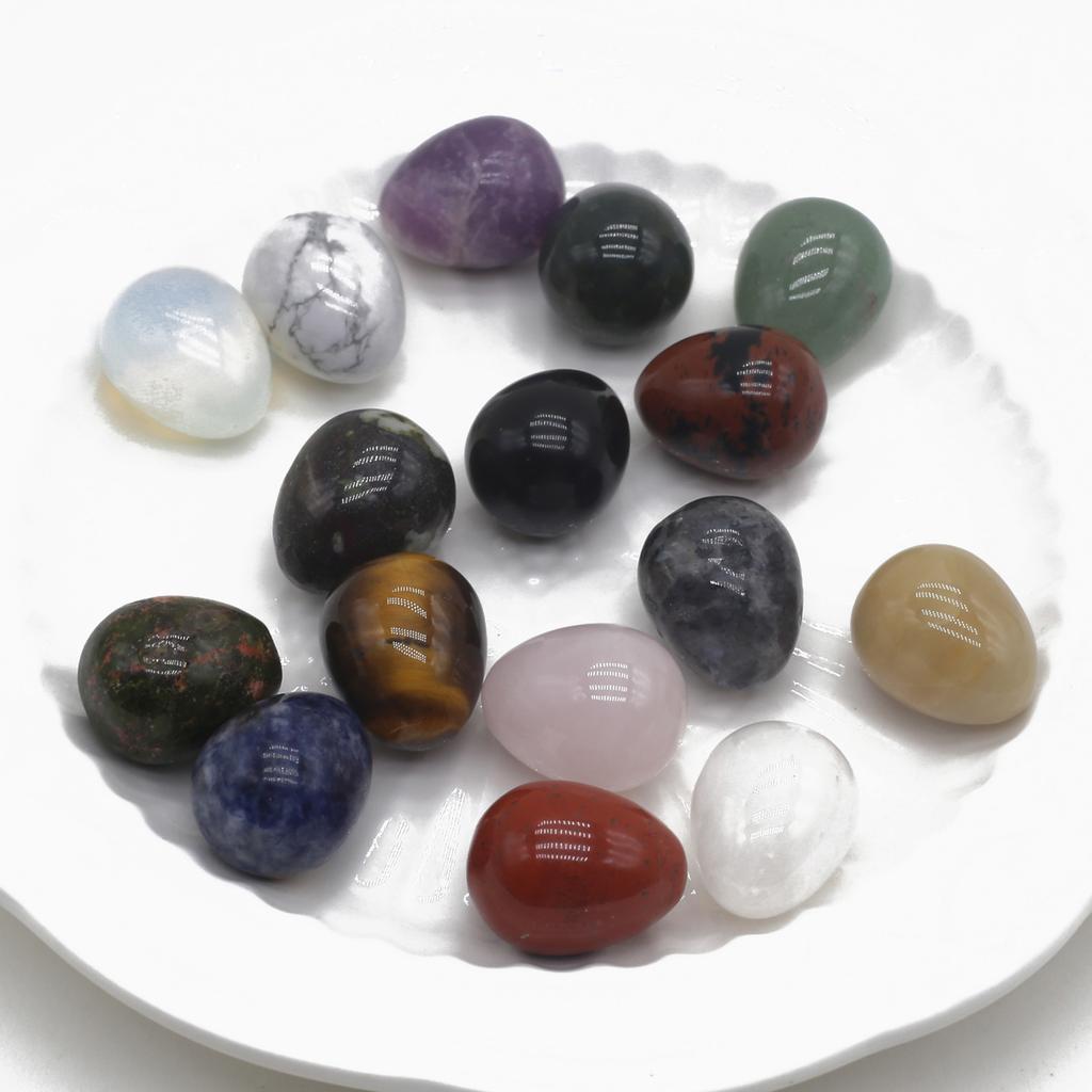 Natural Stone Ornament Egg Shape Crystal Rose Quartz Amethyst Agate Sodalite Opal Yellow Jade Home Decoration Decor Jewelry 17×22 Mm