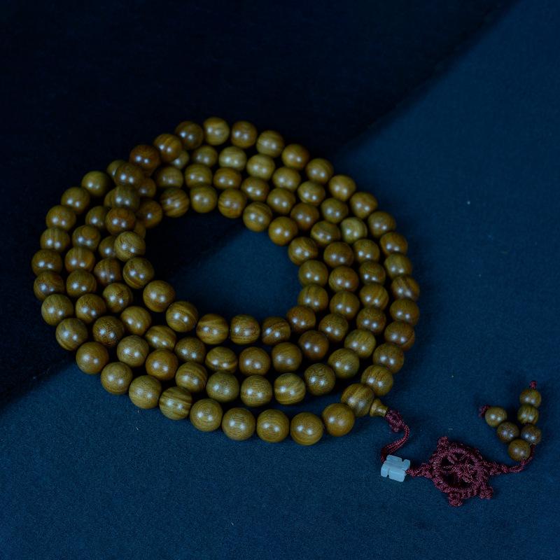 Браслет из 108 бусин из аргентинского зеленого сандала для мужчин и женщин - ручная работа, буддийская нить с прямым волокном.