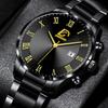 Fashion Mens Gold Stainless Steel Watches Men Business Casual Watch Luxury Calendar Quartz Wristwatch