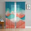 Gradient Lines Abstract Mountains Window Tulle Curtains For Living Room Kitchen Modern Window Treatments Voile Curtains