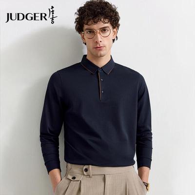Мужская рубашка-поло Zhuangji из гладкой шелковой смеси, в стиле business casual, с длинным рукавом