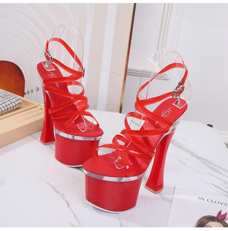 Летняя модная прозрачная женская обувь на очень высоком каблуке, женские непромокаемые сандалии на толстом каблуке и пайетках, пикантные сандалии на платформе LFD