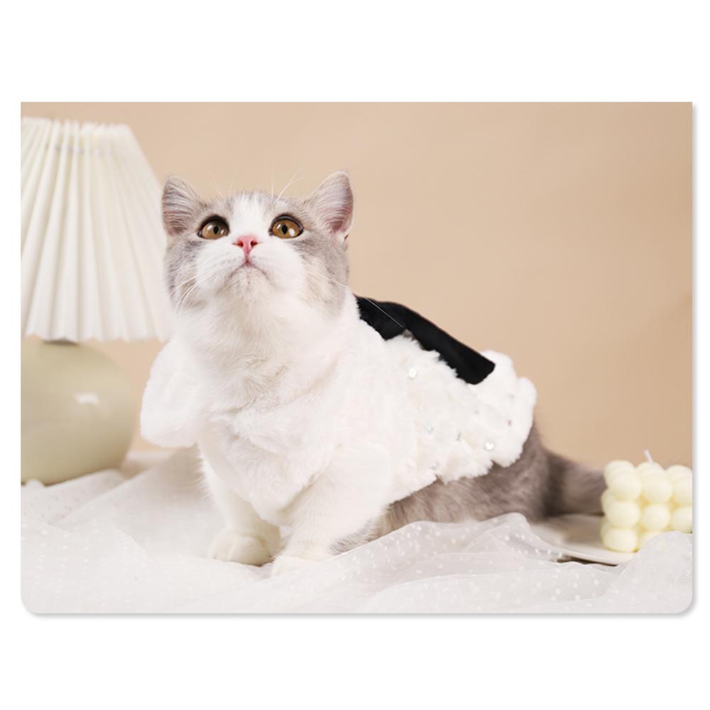 Одежда для домашних животных Элегантное роскошное зимнее пальто с мехом для собак, свитер для маленьких средних кошек, одежда с бантом, модная зимняя куртка для щенков, комбинезон для котенка